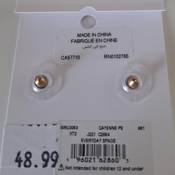 NWT Kate Spade Orange Everyday Spade Enamel Stud Earrings - Picture 4 of 4